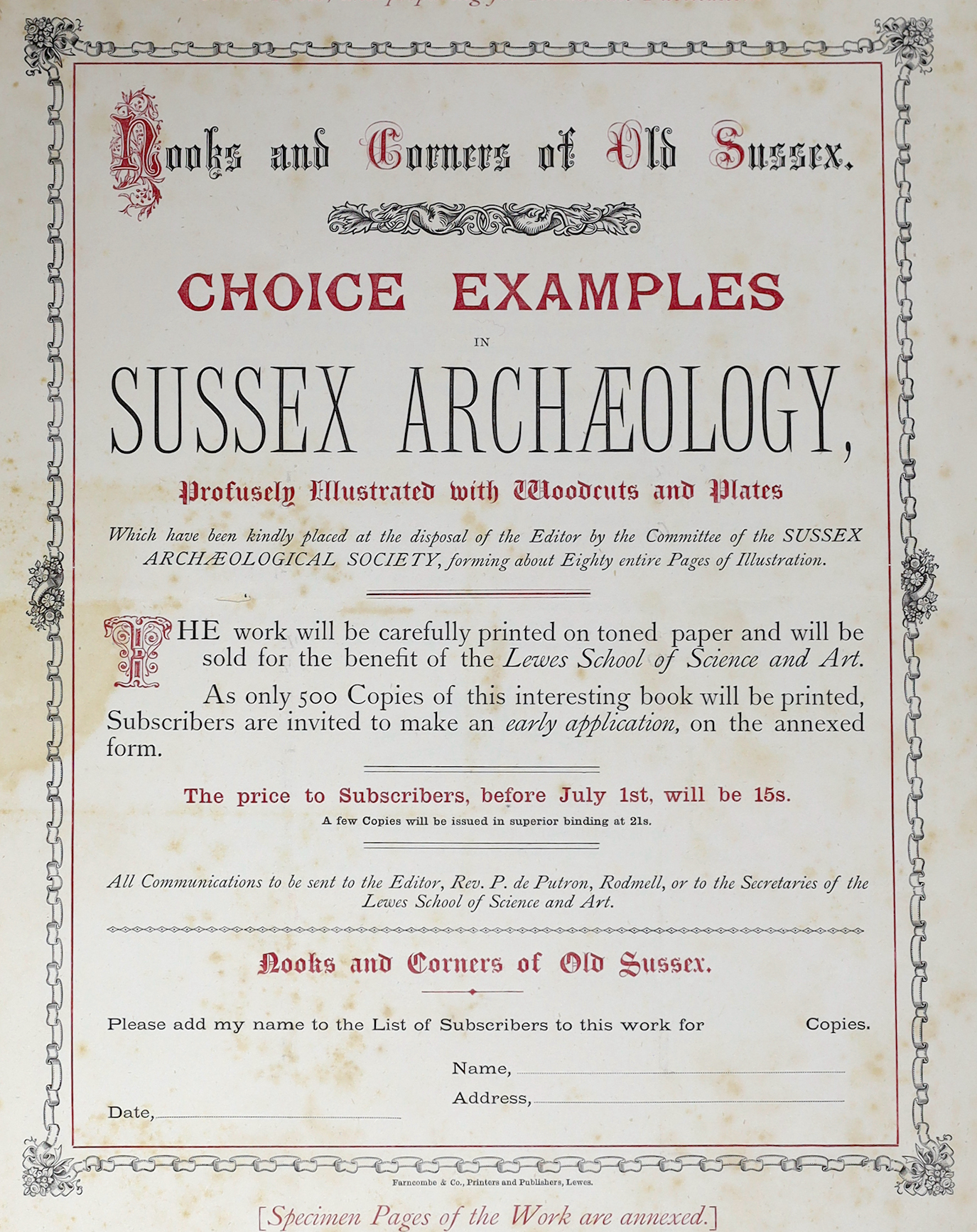 SUSSEX - Horsfield, Rev. Thomas Walker - The History, Antiquities, and Topography of the County of Sussex, 1st edition, 2 vols, 4to, with frontis portrait of the Rt. Hon. Henry Nevell, 2 folding maps (both repaired on re